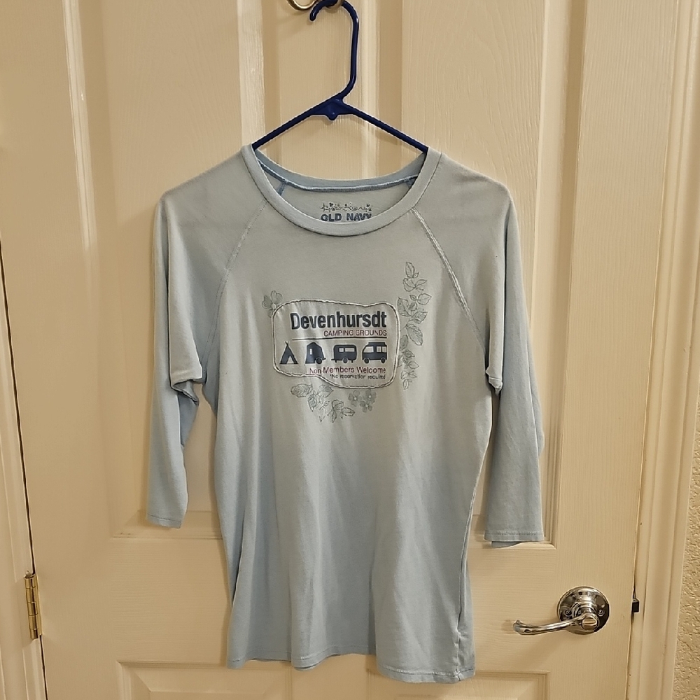 Vintage Old Navy Devonhurst Graphic 3/4 Sleeve Tee Blue Size M